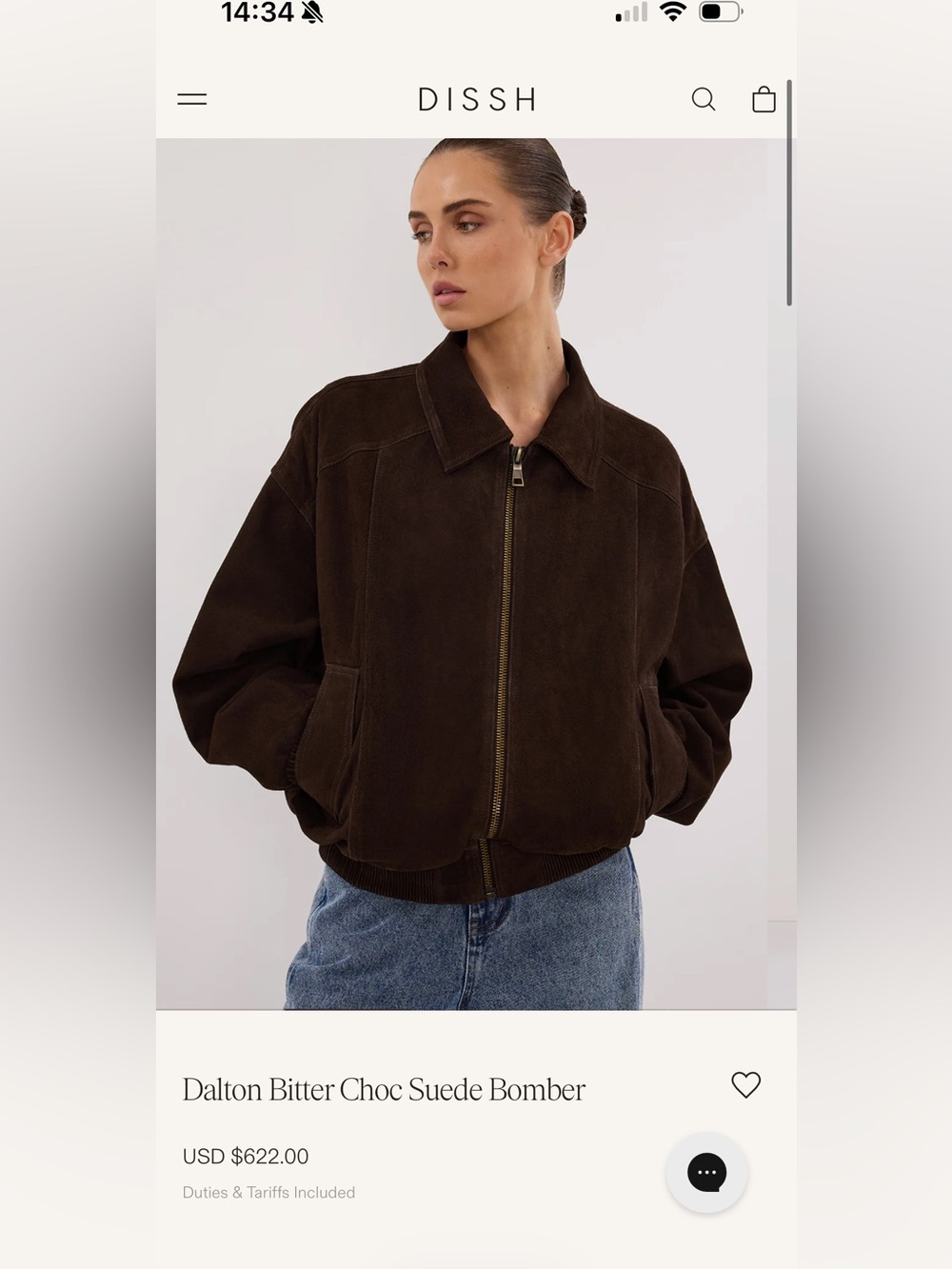 Dissh dalton suede bomber jacket in bitter chocolate never worn size US 4 - Picture 3 of 8